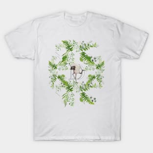 Botanical Monogram D letter with Heron bird detail. T-Shirt